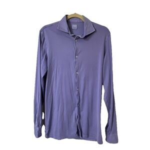 Fedeli Men's Button Down shirt Purple Sz 50 Stretchy Cotton Preppy